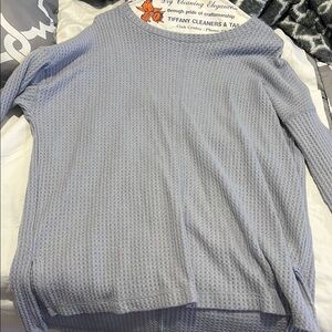 Light Blue Waffle Knit Sweater